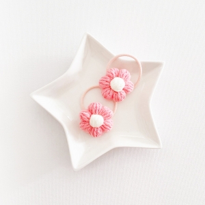 Girl Hair Tie Floral Knitted Pair (GPT9280)